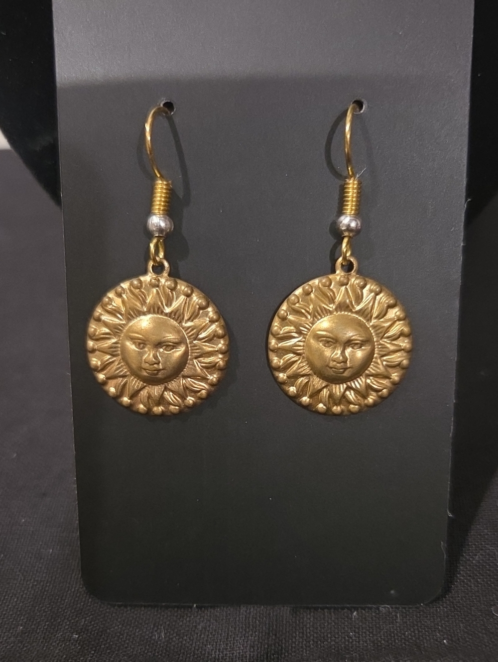 GOLDTONE SUN MEDALLION EARRINGS